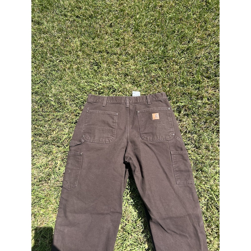 Vintage Carhartt 34x32 Double Knee Dungaree Carpenter Pants Brown B136 DKB - Picture 5 of 5